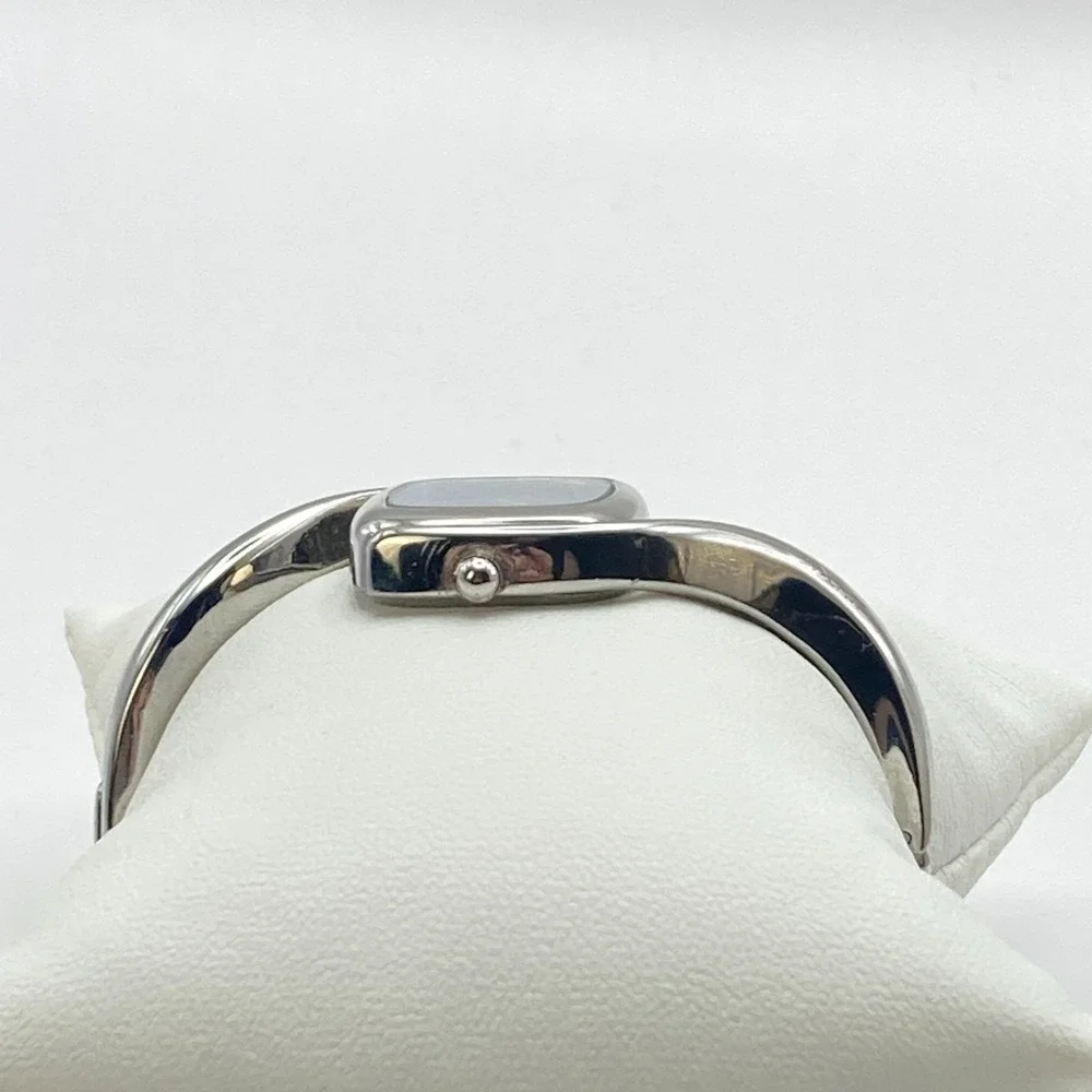 Panache Women's Watch Silver Tone Cuff Asymmetrical Blue New Battery SMALL 6